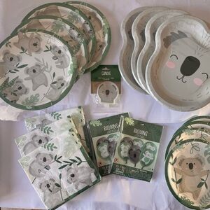 Koala Party Tableware Decor Bundle 32 Guests- Plates Napkins Candle Balloons New
